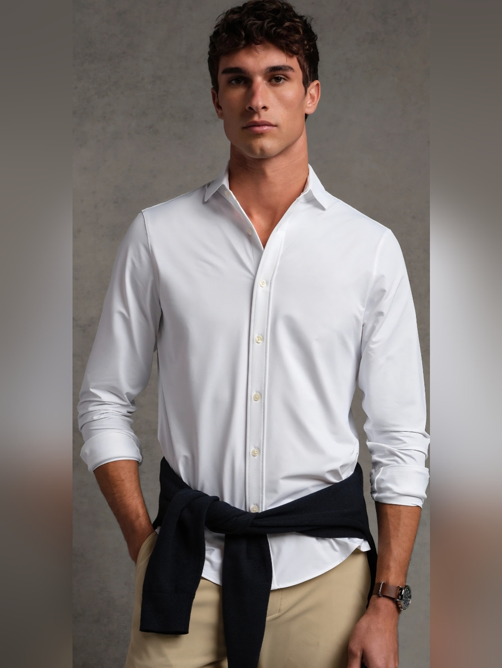 NWT Men's Rhone Slim Commuter Hidden Button-Down Collar. Large. Business White.